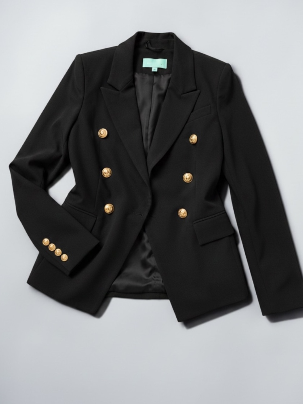 Wisteria Chloe Black Double-Breasted Women's Blazer Balmain style NEW Medium - Picture 3 of 5